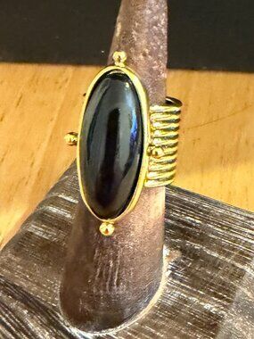 Sundance Black Oval Cabochon Statement Ring
